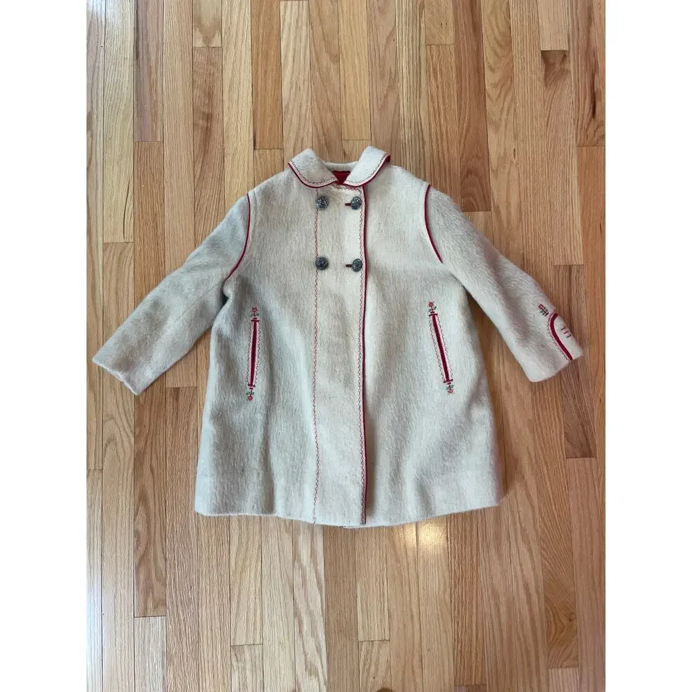 RARE Neiman Marcus‎ Haidegger Austrian Wool Peacoat Kids Size 65, embroidery